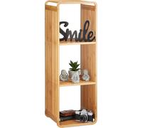 Relaxdays, estantería de bambú, diseño redondeado, estante estrecho para el baño con 4 estantes, forma cuadrada, dimensiones: 96 x 33 x 33 cm, color natural