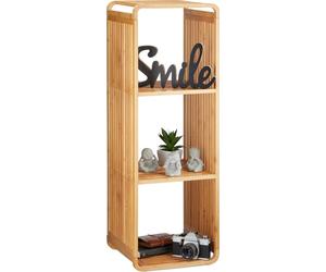 Relaxdays, estantería de bambú, diseño redondeado, estante estrecho para el baño con 4 estantes, forma cuadrada, dimensiones: 96 x 33 x 33 cm, color natural