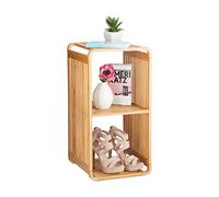 Relaxdays Estantería de bambú, Organizador Redondeado, Mueble con Tres estantes, Cuadrado, Marrón, 64,7x33x33 cm, 3