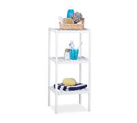 Relaxdays Estantería de bambú para baño 3 baldas blanco