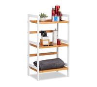Relaxdays Estantería de baño, Baldas para Maquillaje, Tres estantes para Toallas, Blanco/marrón