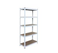 Relaxdays Estantería de Carga Pesada 150×75×35 cm, 875 kg, 5 baldas, para sótano/Garaje, Montaje sin Tornillos, Blanco/m