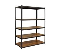 Estantería industrial Relaxdays, capacidad de 500 kg, dimensiones: 200 x 120 x 50 cm, 5 niveles, aspecto de madera, estantería de almacenamiento, acero y MDF, color /marrón