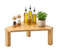 Relaxdays Estantería de encimera, 15 x 30 x 30 cm, bambú, natural | 1 nivel, cocina y baño, encimera de cocina, escritorio, esquinera pequeña, especias, tazas y platos