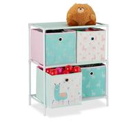 Relaxdays Estantería infantil con llamas y cajas blanco,rosa,turquesa
