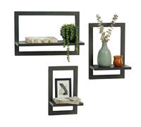 Relaxdays Estantería de pared 3 tamaños negro