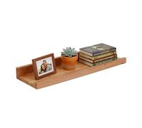 Relaxdays estantería de Pared, Al x An x F: 5 x 60 x 15 cm, Nogal, repisa Flotante para Marcos y decoración, Natural