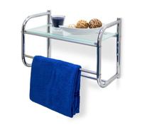 Relaxdays Estantería de pared baño con toallero plata,transparente