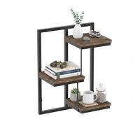 Relaxdays Estantería de Pared Industrial de Metal y Madera, 3 Niveles, 45x32.5x19 cm, Negro/marrón