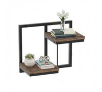 Relaxdays Estantería de Pared Industrial metálica y Madera, 2 Niveles, Flotante, 29x32.5x19 cm, Negro/marrón