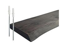 Relaxdays estantería de Pared rústica en Pino Macizo, Borde Natural, 3 x 70 x 22 cm, Negro