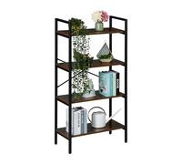 Relaxdays Estantería, Diseño Industrial, 4 Baldas, 122 x 60 x 32 cm, Librería Abierta, Estante de Pie, Negro/Marrón