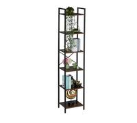 Relaxdays Estantería, Diseño Industrial, 6 Baldas, 187 x 40 x 32 cm, Librería Abierta, Estante de Pie, Negro/Marrón