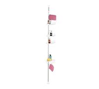 Relaxdays Estantería Ducha Telescópica, Alto 99-311 cm, Rinconera Baño sin Taladro, 4 Baldas, Esquinera Toallero, Blanco