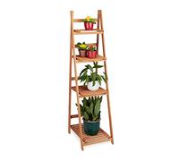 Relaxdays Estantería Escalera para Plantas de Interior, Madera, Marrón, 161 x 41 x 50 cm