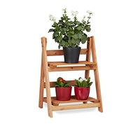 Relaxdays Estantería Escalera para Plantas de Interior, Madera, Marrón, 51 x 41 x 25 cm