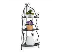 Relaxdays Estantería esquinera plantas 3 baldas negro