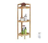 Relaxdays Estantería Esquinera 3 Niveles, Mueble Almacenaje, Baldas Semicirculares, Baño y Cocina, 90x36,5x26cm, Natural