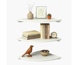 Relaxdays Estantería esquinera, Varias Medidas, Madera de Nogal, salón, decoración, Carga 5 kg, Colgante