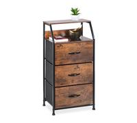 Relaxdays Estantería estilo industrial 3 cajones marrón oscuro,negro