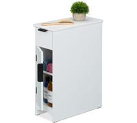 Relaxdays: Estantería estrecha con cajón y puerta, color blanco y