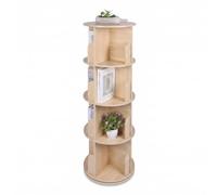 Relaxdays Estantería giratoria, 16 Huecos, Ø40x128 cm, 4 Niveles, Natural