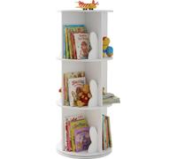 Relaxdays Estantería Infantil rotativa 12 Compartimentos, Torre de Libros, 97x40x40 cm, Blanca