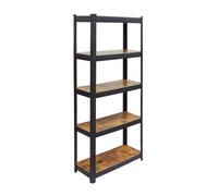 Relaxdays Estantería de Acero/MDF Efecto Madera, 5 Niveles, Capacidad 500 kg, 180×90×40 cm, Negro-marrón