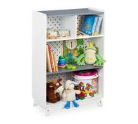 Relaxdays Estantería infantil 4 baldas abiertas blanco,gris
