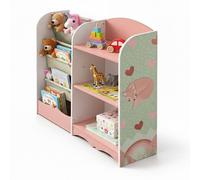 Relaxdays Estantería infantil 7 compartimentos blanco,verde,rosa