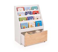Relaxdays Estantería Infantil, 80 x 60 x 30 cm, 4 estantes, Blanco/Natural