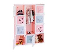 Relaxdays Estantería infantil de 12 compartimentos blanco,azul claro,rosa