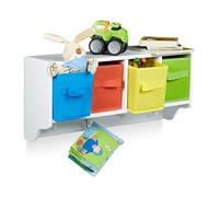 Relaxdays Estatería infantil de pared ALBUS blanco,azul claro,rojo