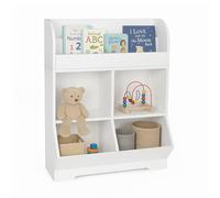 Relaxdays estantería Infantil Blanca para Libros y Juguetes, 2 estantes, 4 Compartimentos, 89,5x67x30 cm