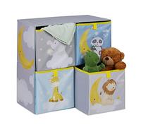 Relaxdays Estantería Infantil con 4 Cajas, 59,5 x 60,5 x 30 cm, Organizador Juguetes Cuarto Niños, Plegable, Multicolor