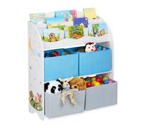 Relaxdays Estantería infantil con 4 cajas tela blanco,azul claro,gris