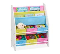 Relaxdays Estantería infantil con cajas blanco,amarillo,rosa