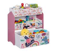 Relaxdays Estantería infantil juguetes 6 cajas blanco,verde,rosa