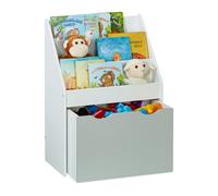 Relaxdays Estantería infantil con caja juguetes blanco,gris