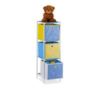 Relaxdays Estantería Infantil con Tres Cajas, Almacenaje de Juguetes, Unisex, 89x27,5x30 cm, Dinosaurios, Multicolor
