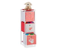 Relaxdays Estantería infantil con cestas plegables blanco,rojo