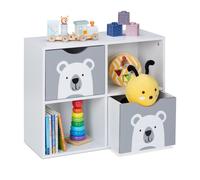 Relaxdays Estantería infantil diseño de oso blanco,gris