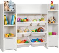 Relaxdays, estantería infantil grande, con 8 compartimentos y 14 espacios, dimensiones: 94 x 139 x 30 cm, estantería para juguetes infantiles, para almacenamiento y organización, color blanco