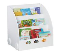 Relaxdays Estantería Infantil Libros, 60 x 58 x 45cm, Librería Niños 3 Baldas, MDF, Mueble Organizador con Nubes, Blanco