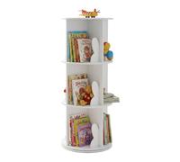 Relaxdays Estantería Infantil rotativa 12 Compartimentos, Torre de Libros, 97x40x40 cm, Blanca