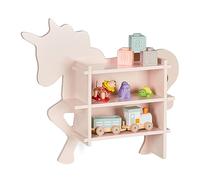 Relaxdays Estantería Infantil Unicornio, Juguetero Pared 2 Baldas Abiertas, Librería Niñas, 54,5 x 66 x 13 cm, Rosa