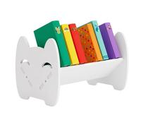 Relaxdays Estantería Infantil y Organizador de Escritorio Gato, Blanco | (Al x An x Fon) 19,5 x 32 x 21,5 cm, estantería pequeña, PVC
