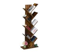 Relaxdays Estantería Libros, 9 Niveles, Librería Árbol, 138x51x25 cm, para CDs y DVDs, Salón, Despacho, Oficina, Marrón