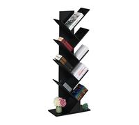 Relaxdays Estantería Libros, 9 Niveles, Librería Árbol, 138x51x25 cm, para CDs y DVDs, Salón, Despacho, Oficina, Negro