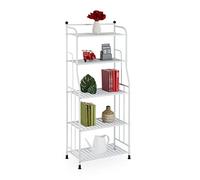 Relaxdays Estantería Metálica, Acero, 133x56x28 cm, Estante Baño y Cocina, 5 Baldas, Librería Metal, sin Fondo, Blanco